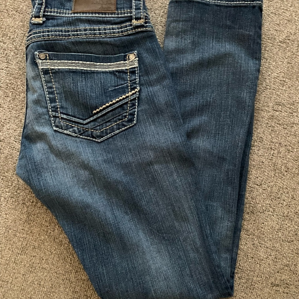 BKE Blue Skinny Jeans with Fading and Whiskering